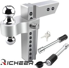 Adjustable Trailer Hitch Fits 2.5 Receiver 10 Droprise Stainless Steel Locks