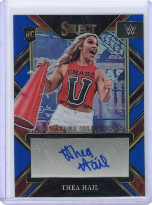2023 Panini Select WWE Thea Hail Signature Selections Blue Auto /35 RC SP