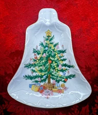 CHRISTMAS ~  LEFTON CHINA  CHRISTMAS TREE ~ BELL SHAPED ~ CANDY PLATE DISH JAPAN