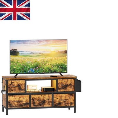 Robuster TV-Ständer mit 5 Ordnern und LED-Stimmungsbeleuchtung für einen stilvollen Rückzugsort
