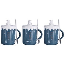 3 Sets Lovely Polar Bear Tea Cup Coffee Cup Mug with Spoon