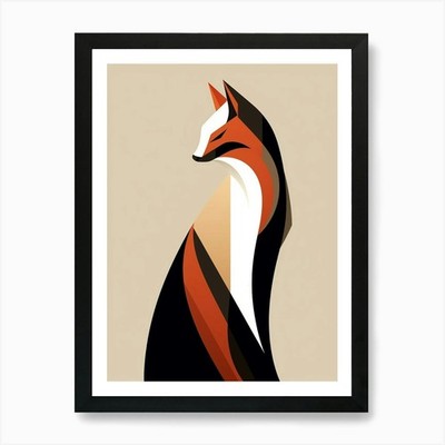 Fox Minimalist Abstract 1 Art Print Framed Wall Art Poster Canvas Print Picture