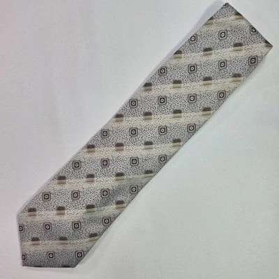 Vintage Louis Vuitton Tie Mens Silver Silk Geometric Made Italy Designer - Image 1 of 4