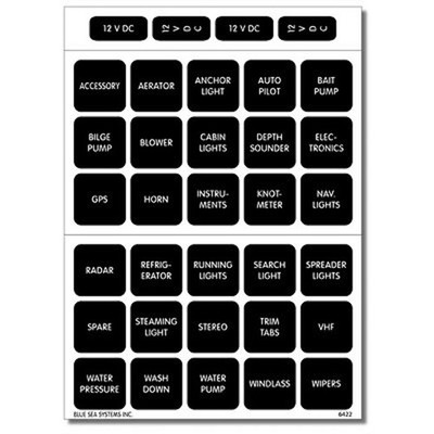 Blue Sea Systems Reinforced Waterproof DC Label Kit 120 Black Square Labels MD