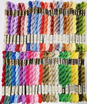 50 DMC Skeins #5 Perle Embroidery Floss Lot of 50 Different Colors Ecru to 734