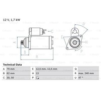 Bosch Anlasser Starter 1.7 Kw FüR VW Polo 1.2 TSI 1.4 Golf VI Audi A1 A3