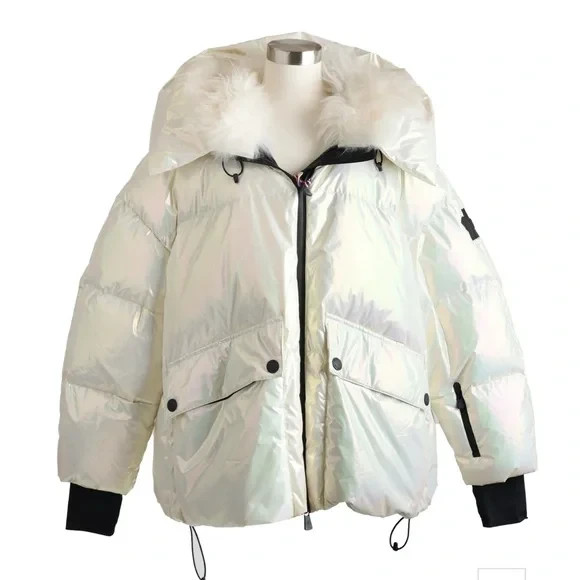 Moncler Tillier Hooded Iridescent White Women's Puffer Jacket coat NWT 4/XL