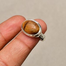 Tiger Eye Gemstone 925 Sterling Silver Jewelry Ring Size 5.5