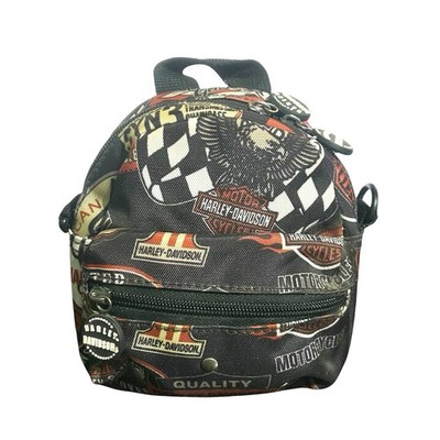 Harley Davidson Mini Backpack Crossbody Belt Bag Black Logo 6x7 Small Purse
