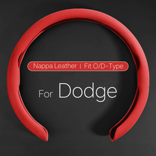 For Dodge Red Steering Wheel Cover Ultra-thin Nappa Leather Breathable Anti-slip