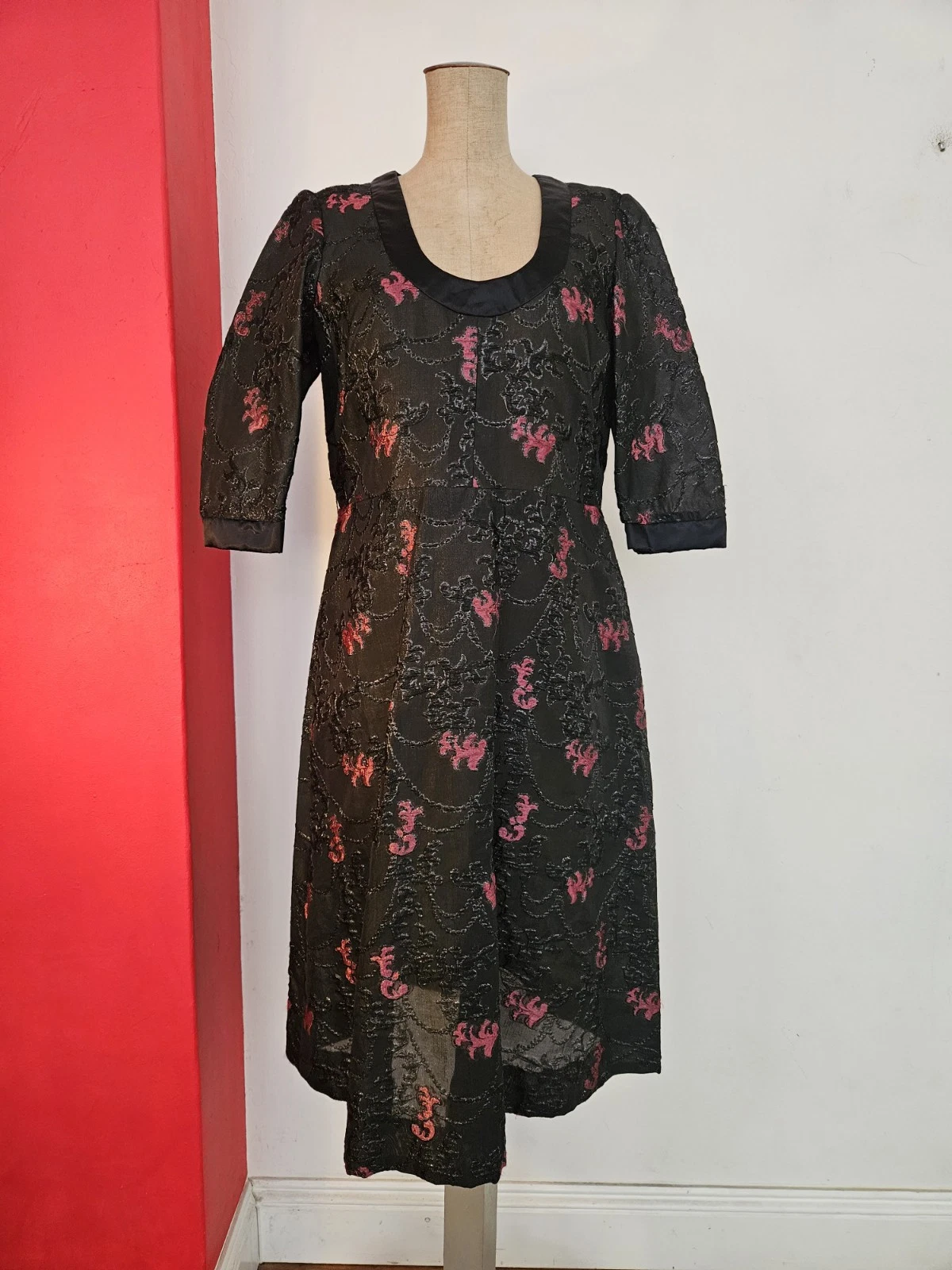 Vintage 50s Taffeta Dress JOSEFINA MALABIA Size M-L