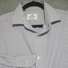 Mizzen Main Dress Shirt Mens M Trim Made in USA Blue Long Sleeve Button Up