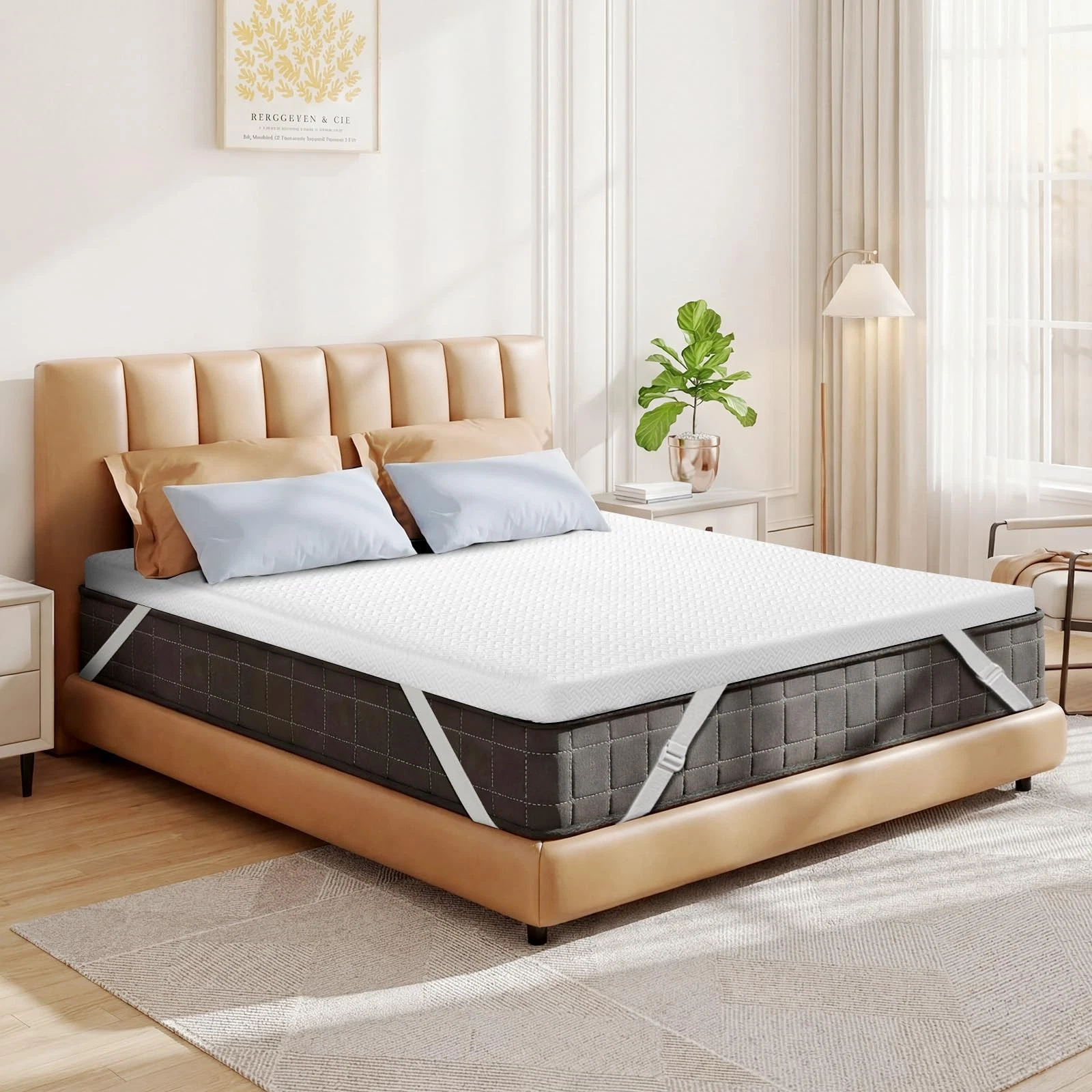4 Inch Gel Memory Foam Mattress Topper Queen, Cooling Mattress Topper with Re...