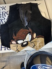 Vintage Looney Tunes Taz Tasmanian Devil Vest Medium Warner Bros Store Suede
