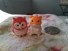 Japanese Iwako Puzzle Erasers - Hamster AND Owl - Never Used, 1 Inch
