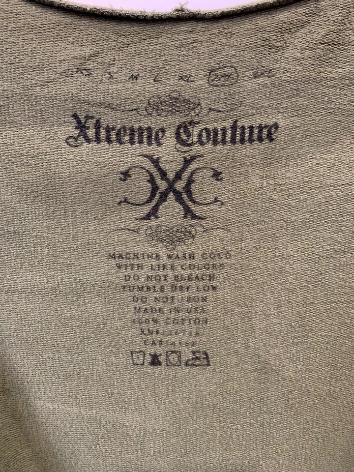 Sudadera con Capucha Xtreme Couture Calavera Gráfica Cremallera Verde Oliva Para Hombre 2XL #116 Foto 3 de 4