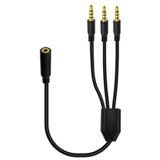3.5mm 4Pole Female to 3 Male 3.5 Stereo Splitter Audio Cable Headphone Phone PC