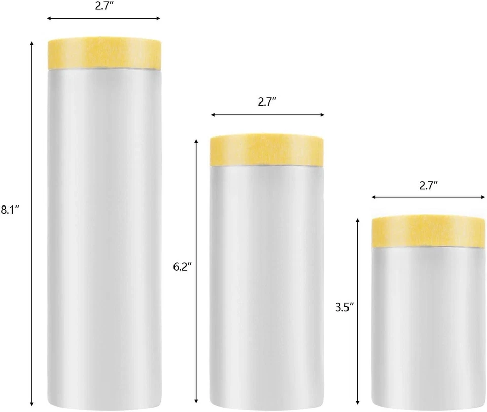 Paquete de 6 cintas y cortinas, película de enmascaramiento preadhesiva para revestimiento de pintura automotriz, Foto 2 de 4