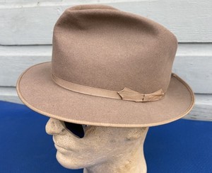 VTG 1950s Lee Fifth Avenue Brown felt fedora Long Oval hat W/ ribbon band size 7