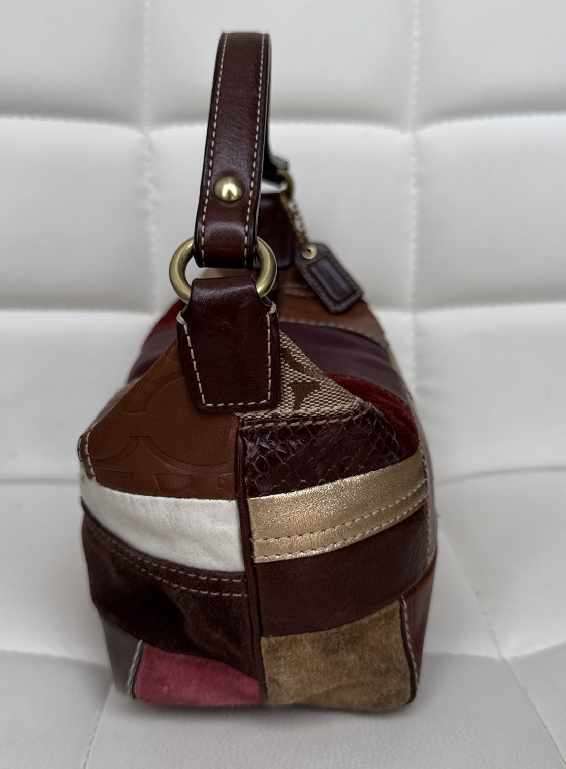Coach Mini Holiday Patchwork Demi Hobo Handbag Baguette Pouchette Vintage Y2K image 3