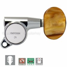 NEW Gotoh SG381-P2 MG Locking Tuners L3 R3 LARGE AMBER Buttons 3x3 - CHROME