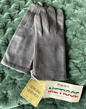Fownes Slate Gray Leather Gloves Women  s 7.5 Medium NWT Genuine Leather