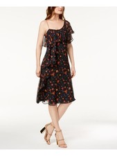 RACHEL ZOE Womens Black Perla Short Sleeve Scoop Neck Below The Knee Dress 4