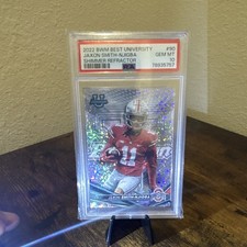 Topps 2022-23 Bowman's Best Univ Jaxon Smith-Njigba Shimmer Refractor #90 PSA 10