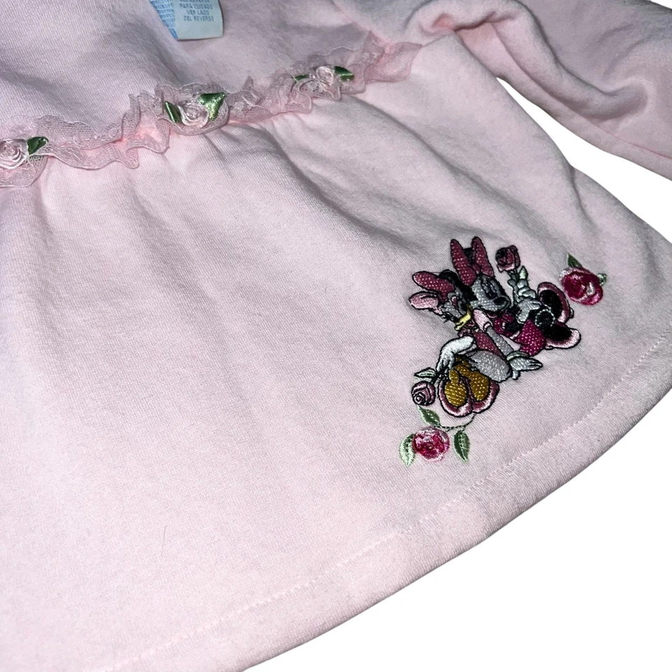 Vintage Disney Baby Minnie Mouse and Daisy pink embroidered rose sweatshirt 18m - Image 2 of 4