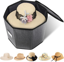 Hat Storage Box, Hat Boxes for Women/Men Storage,Foldable Travel Hat Box with Li