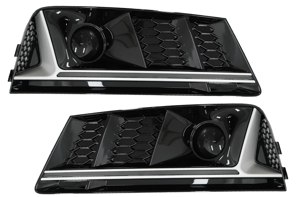 Rejillas parachoques ACC Cubiertas para Audi A4 B9 16-18 RS4 Look Plata - Imagen 2 de 4