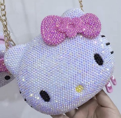 Sanrio Hello Kitty Bling Crystal Rhinestone Purse Bag Crossbody Tote LARGE Size 