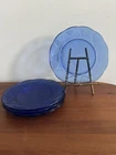 Set Of 5 Hazel Atlas Glass NEWPORT Hairpin Cobalt Blue Salad Luncheon Plate
