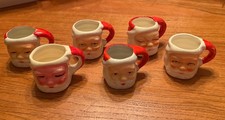 Vintage Lot of 6 Santa Claus Face Mini Mugs 1.5 inches Japan Taiwan Winking Cup