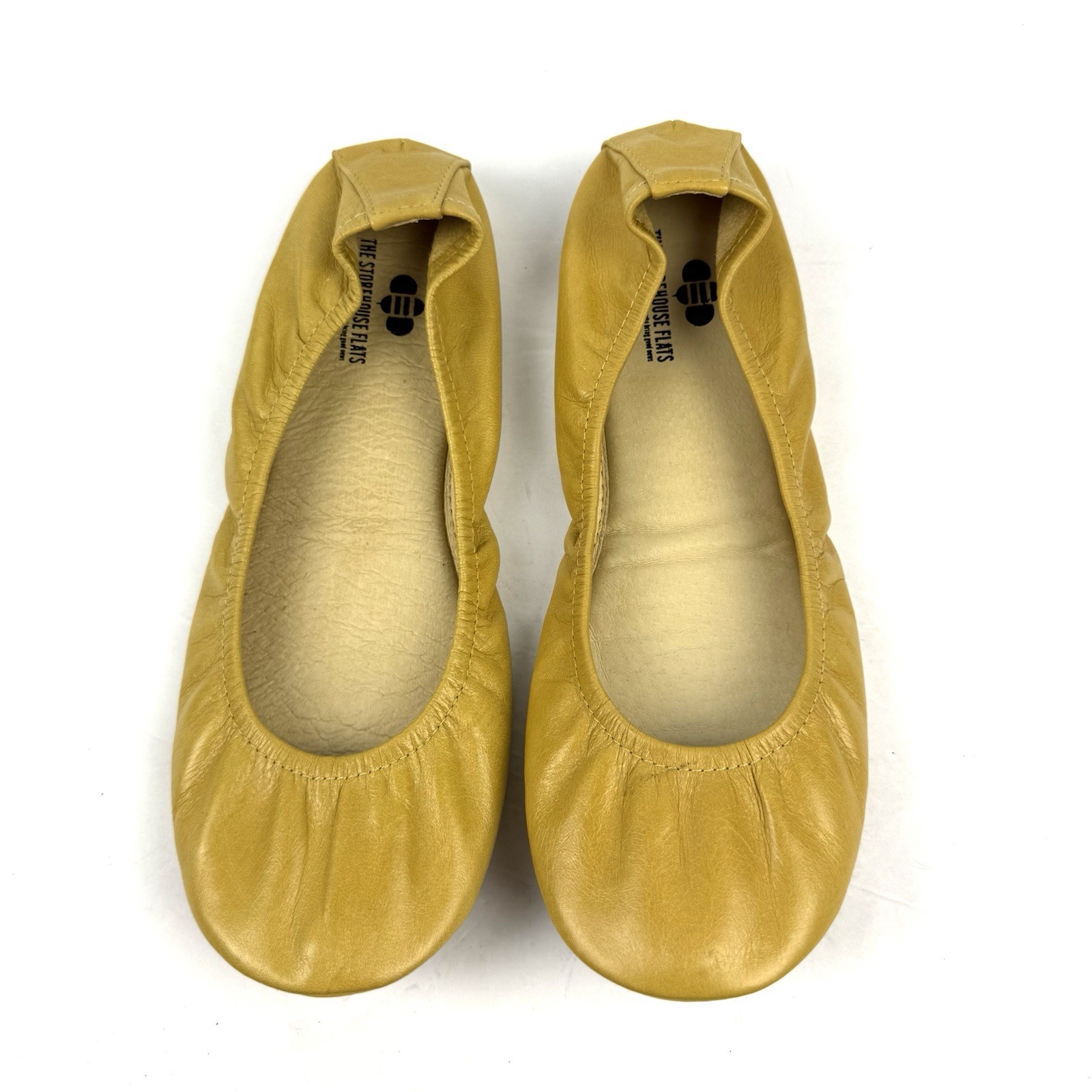 Zapatos sin cordones plegables The Storehouse Flats 10 de cuero suave amarillo mostaza