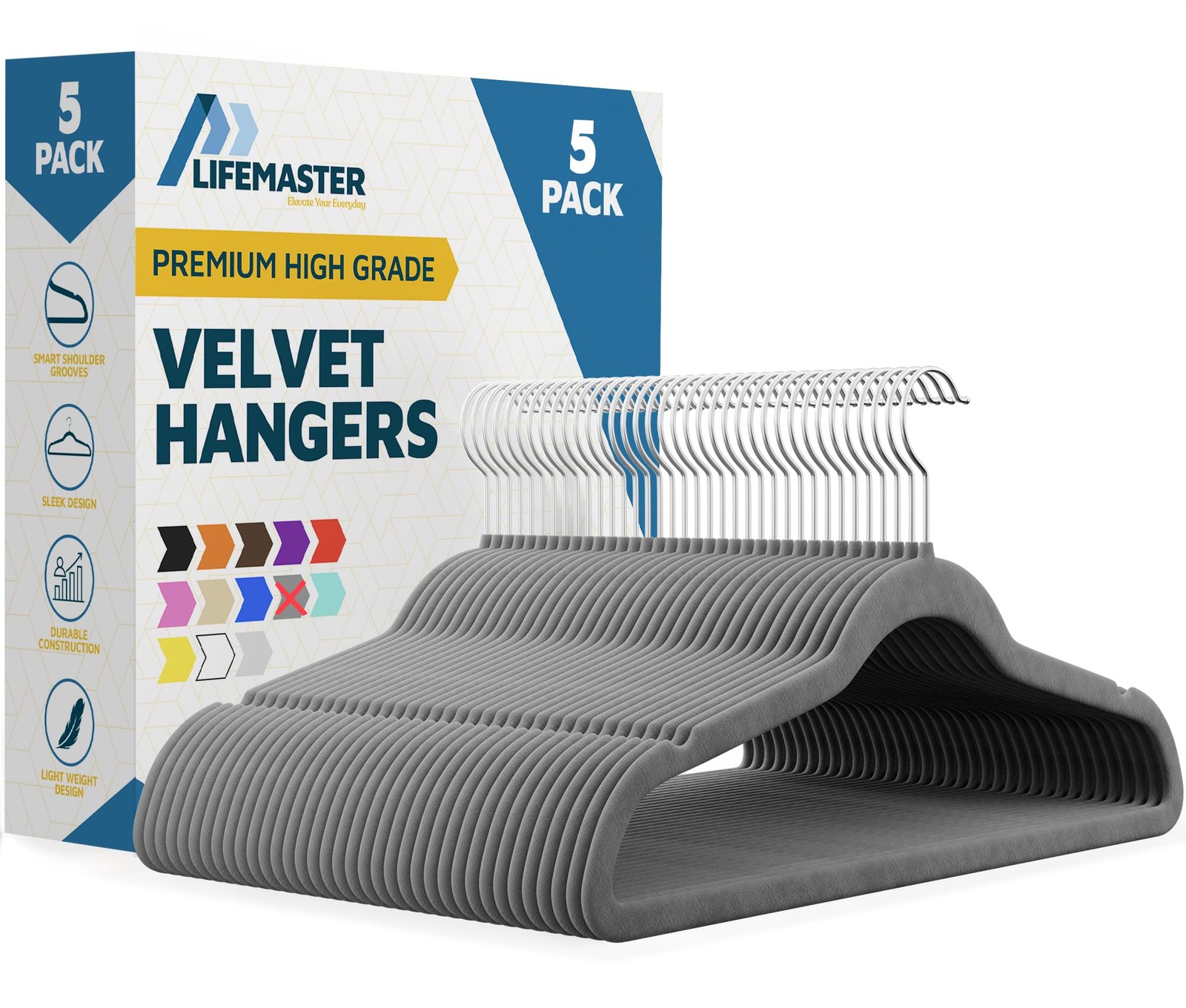 Velvet Clothes Hangers – with 360 Degree Swivel Hook and Non-Slip Shoulder No...