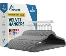 Velvet Clothes Hangers – with 360 Degree Swivel Hook and Non-Slip Shoulder No...