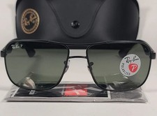 RAY-BAN NAVIGATOR RB3516 006/9A MATTE BLACK W/ GREEN POLARIZED SUNGLASSES 59MM