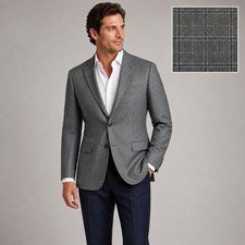 Lauren Ralph Lauren 42L Gray Windowpane Plaid Wool Silk Linen Sport Coat Blazer