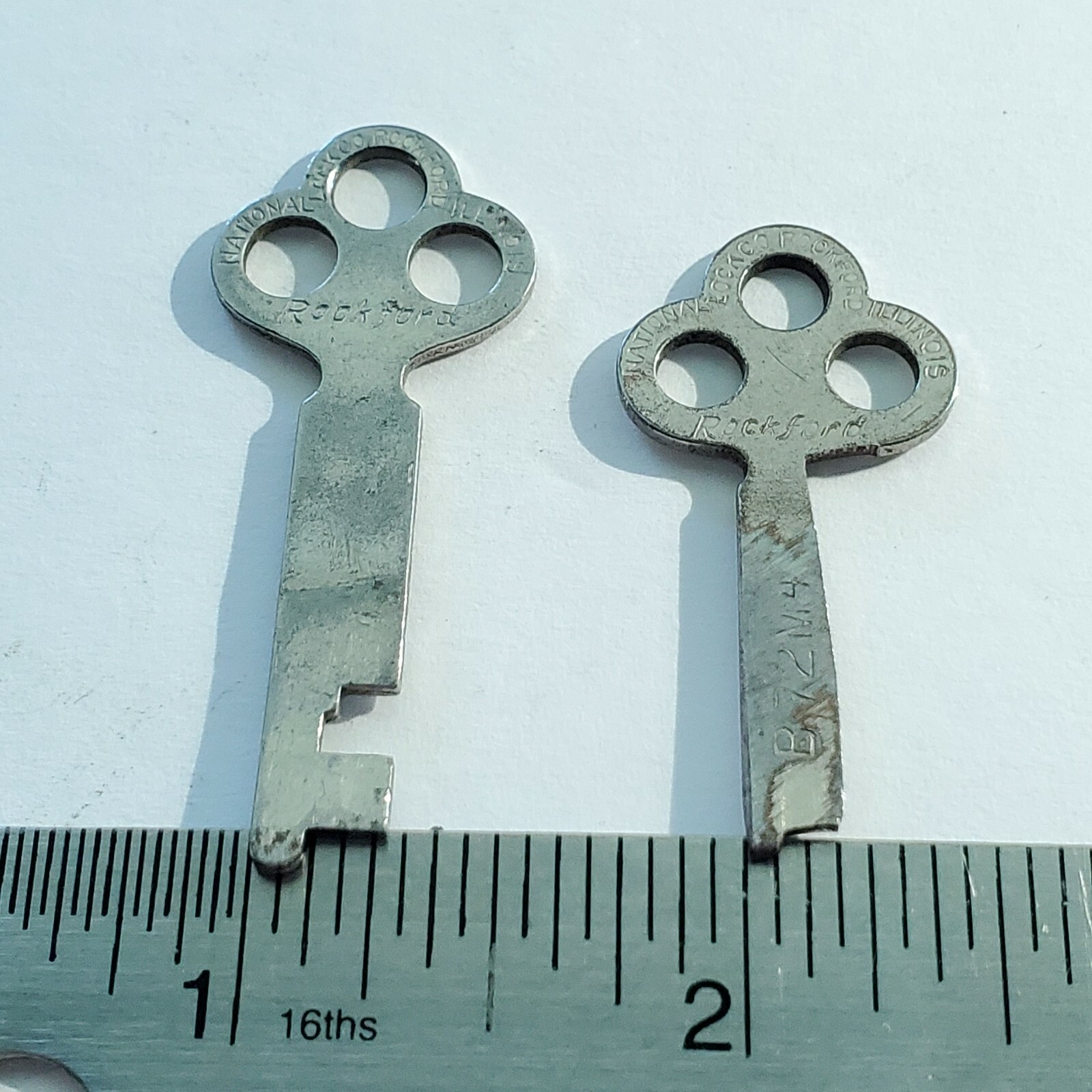 2 Vintage Rockford National Lock Co Flat Skeleton Keys eBay