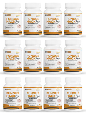12 Pack Fungus Hack Pro, ayuda a eliminar hongos y bacterias-60 Cápsulas x12