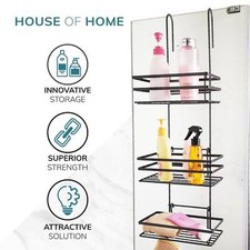 Shower Caddy 3 Tier Bathroom Storage Organiser Hanging Basket Metallic Black