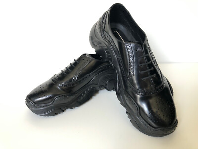 No21 Italy Black Leather Lace Up Leather Oxford Sneaker  display picture 2