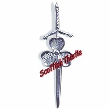  Irish Shamrock Kilt Pins Chrome 4"/Scottish Kilt Pin/Pin Brooch/Highland/New/S