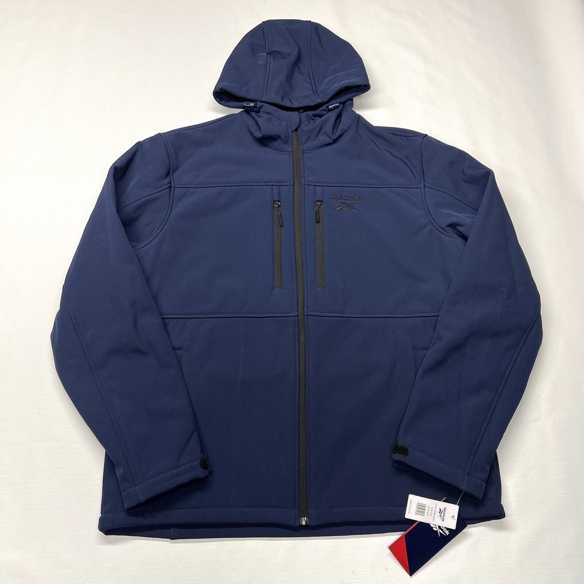 NEW Reebok Jacket Mens XL Blue Soft Shell Fleece Full Zip Navy
