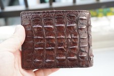 Full Brown Crocodile Hornback Leather Skin Men's Bifold Wallet X46