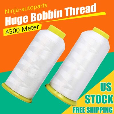 Huge Bobbin Thread for Sewing and Embroidery Machine 2 White Colors Set ...