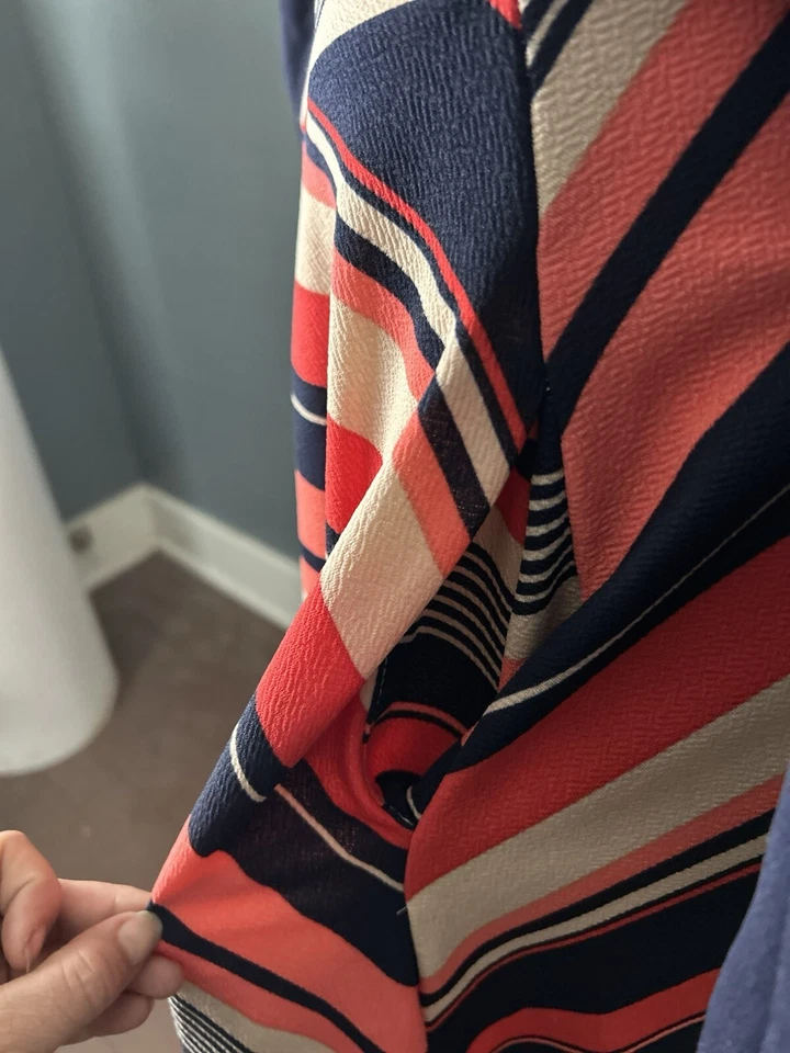 NEW Agnes & Dora Navy Blue Coral& Cream Stripped Skirt Size M (8-10) Pockets - Image 3 of 4