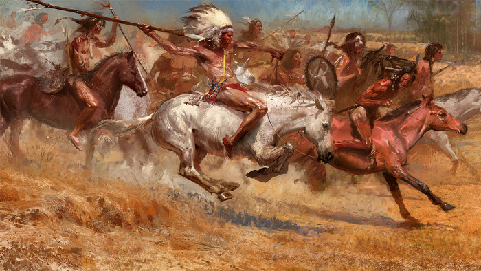 Toile de guerre indienne 50x70 cm pour sublimer l'ambiance de votre salon rustique