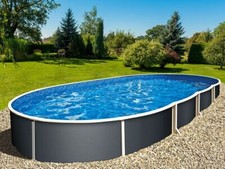 Stahlwandpool Swimmingpool Pool Graphit 5,5 x 3,7 x 1,2 m Oval Poolfolie